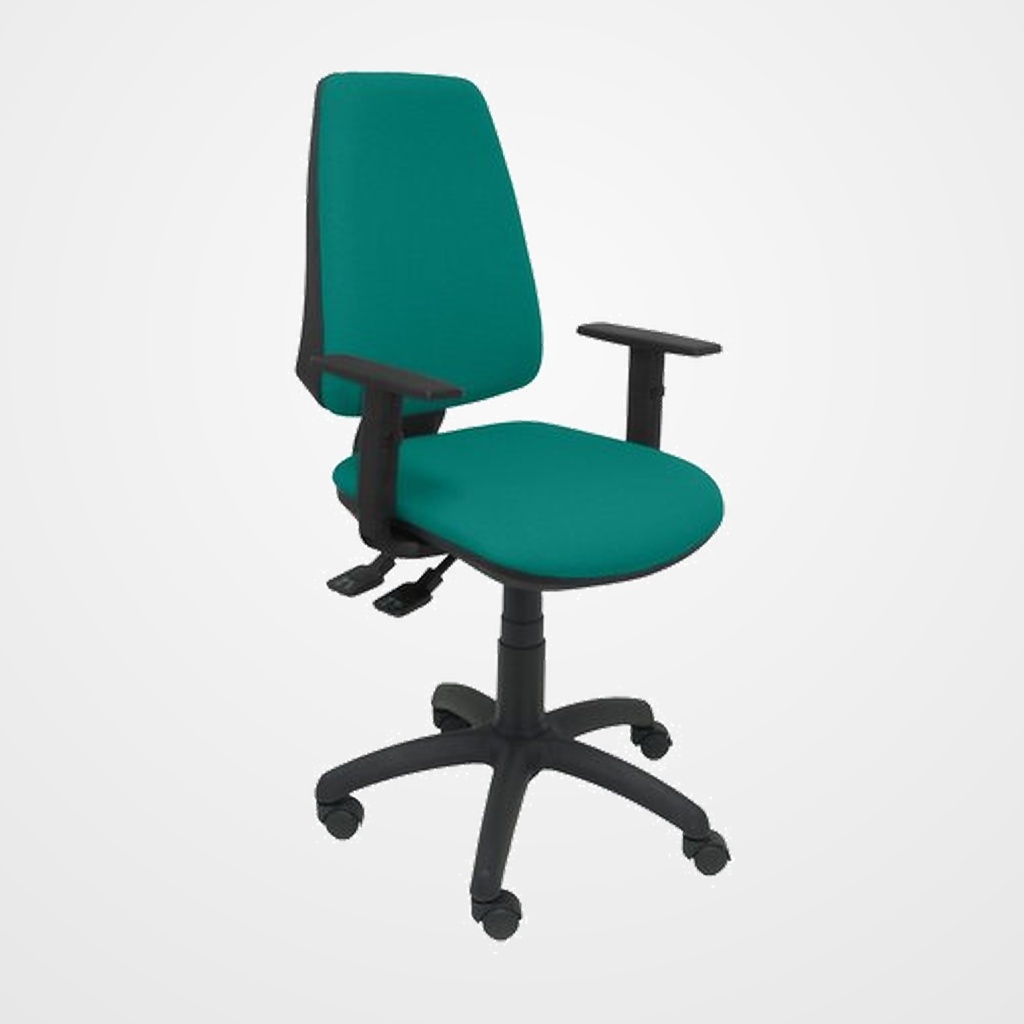 SILLA PIQUERAS Y CRESPO ELCHE S BRAZOS REGULABLES MECANISMO SINCRO de DOBLE MANETA GRAN CONFORTABILIDAD REGULABLE EN ALTURA RUEDAS de NYLON ASIENTO Y RESPALDO TAPIZADO BALI VERDE TURQUESA