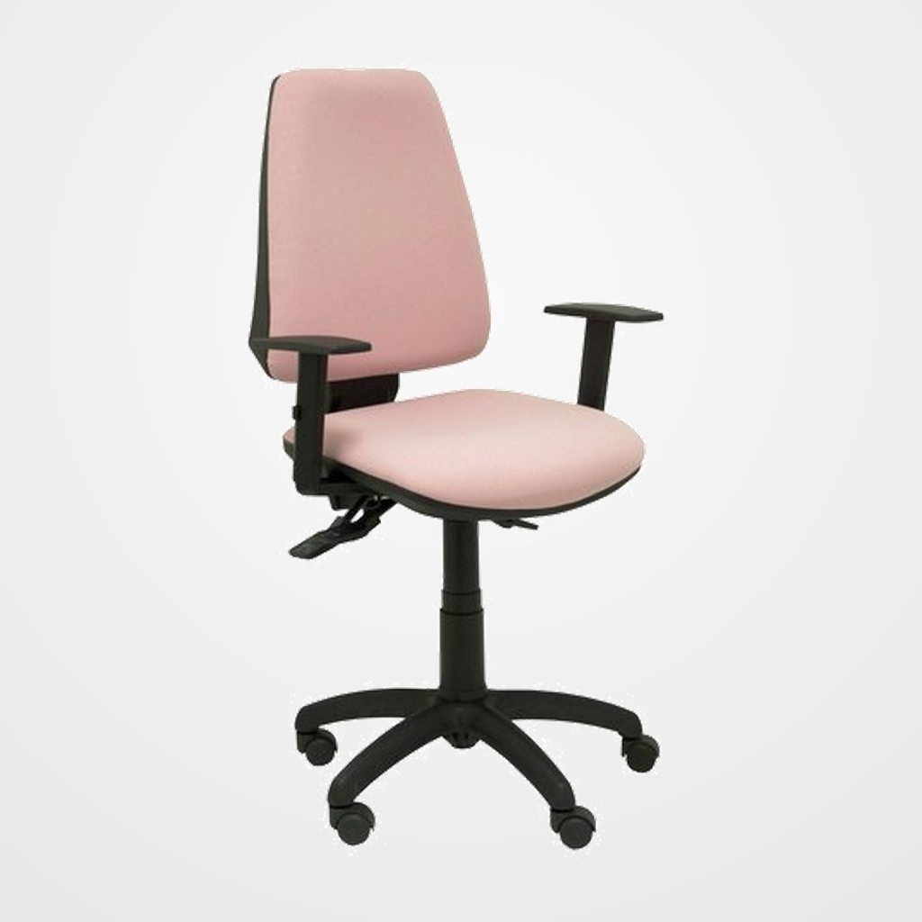 SILLA PIQUERAS Y CRESPO ELCHE S BRAZOS REGULABLES MECANISMO SINCRO de DOBLE MANETA GRAN CONFORTABILIDAD REGULABLE EN ALTURA RUEDAS de NYLON ASIENTO Y RESPALDO TAPIZADO ROSA PALIDO