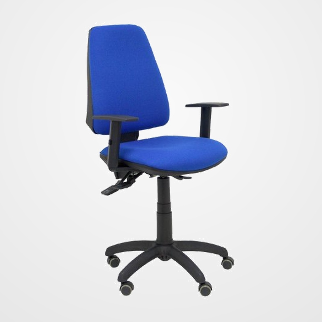 SILLA PIQUERAS Y CRESPO ELCHE S BRAZOS REGULABLES MECANISMO SINCRO de DOBLE MANETA GRAN CONFORTABILIDAD REGULABLE EN ALTURA RUEDAS de PARQUET ASIENTO Y RESPALDO TAPIZADO BALI AZUL