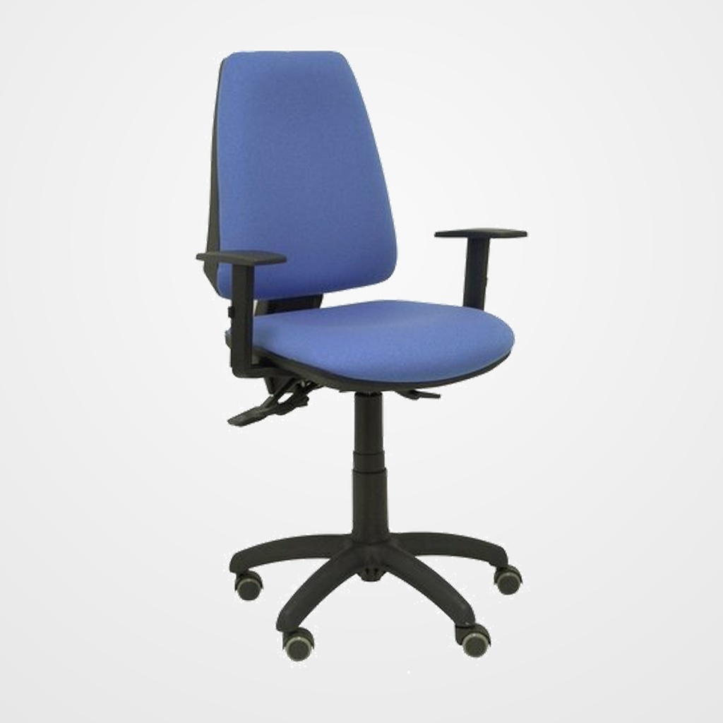 SILLA PIQUERAS Y CRESPO ELCHE S BRAZOS REGULABLES MECANISMO SINCRO de DOBLE MANETA GRAN CONFORTABILIDAD REGULABLE EN ALTURA RUEDAS de PARQUET ASIENTO Y RESPALDO TAPIZADO BALI AZUL CLARO