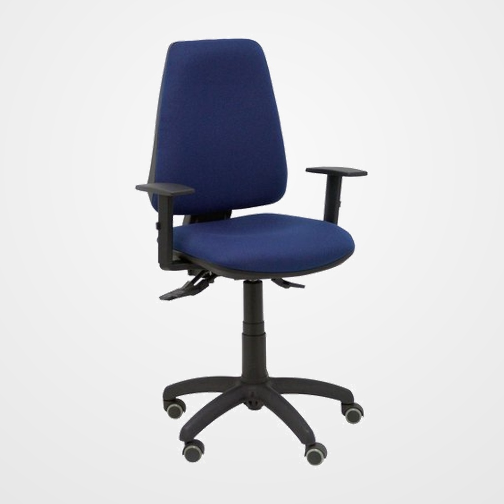 SILLA PIQUERAS Y CRESPO ELCHE S BRAZOS REGULABLES MECANISMO SINCRO de DOBLE MANETA GRAN CONFORTABILIDAD REGULABLE EN ALTURA RUEDAS de PARQUET ASIENTO Y RESPALDO TAPIZADO BALI AZUL MARINO