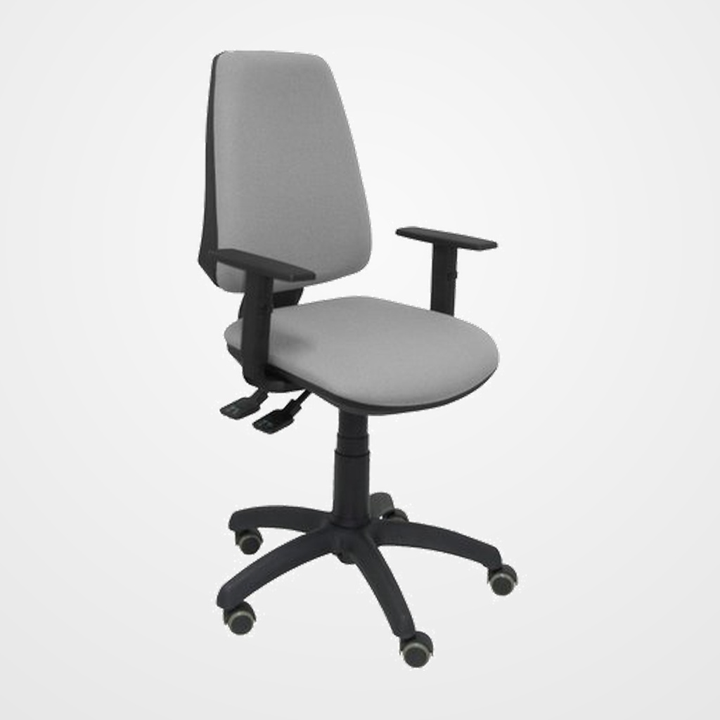 SILLA PIQUERAS Y CRESPO ELCHE S BRAZOS REGULABLES MECANISMO SINCRO de DOBLE MANETA GRAN CONFORTABILIDAD REGULABLE EN ALTURA RUEDAS de PARQUET ASIENTO Y RESPALDO TAPIZADO BALI GRIS CLARO