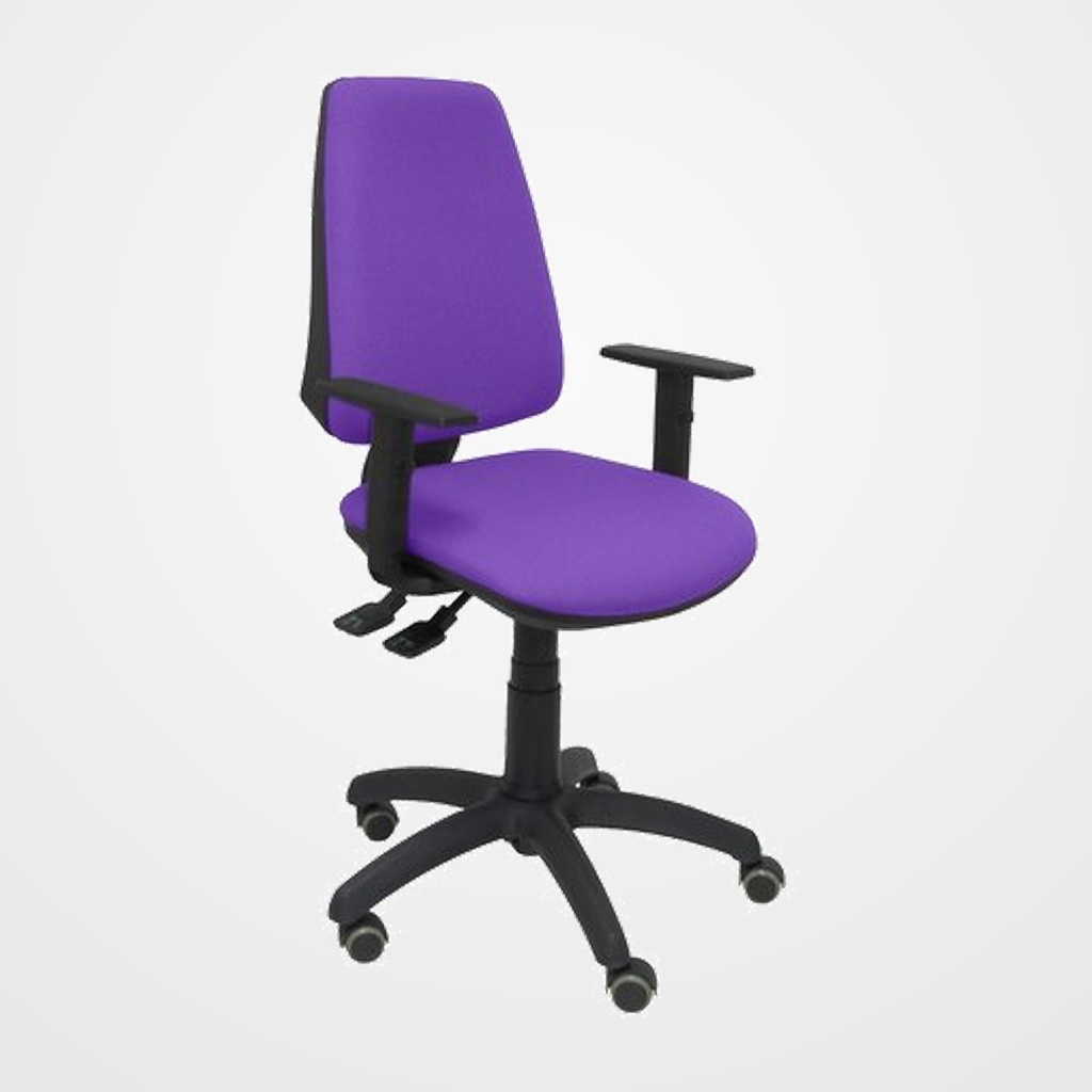 SILLA PIQUERAS Y CRESPO ELCHE S BRAZOS REGULABLES MECANISMO SINCRO de DOBLE MANETA GRAN CONFORTABILIDAD REGULABLE EN ALTURA RUEDAS de PARQUET ASIENTO Y RESPALDO TAPIZADO BALI LILA