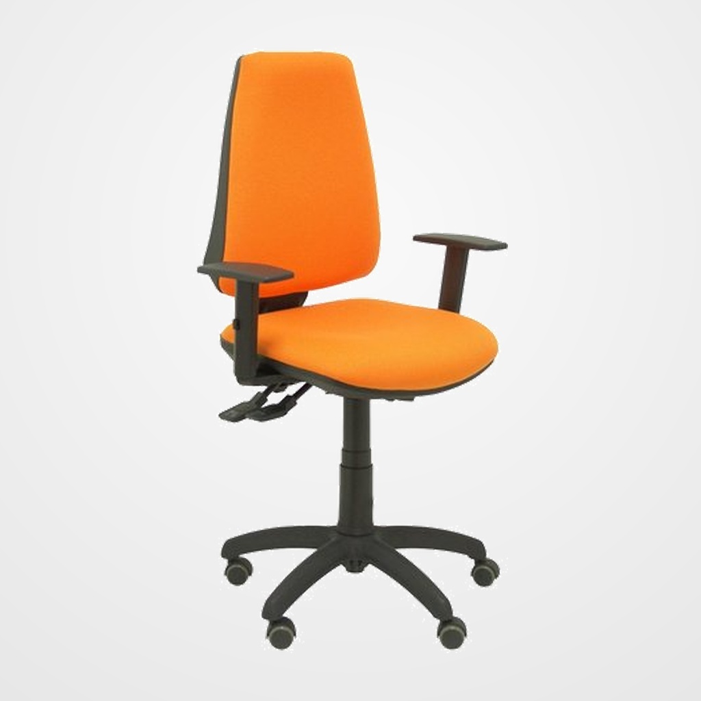 SILLA PIQUERAS Y CRESPO ELCHE S BRAZOS REGULABLES MECANISMO SINCRO de DOBLE MANETA GRAN CONFORTABILIDAD REGULABLE EN ALTURA RUEDAS de PARQUET ASIENTO Y RESPALDO TAPIZADO BALI NARANJA