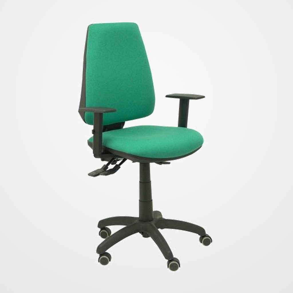 SILLA PIQUERAS Y CRESPO ELCHE S BRAZOS REGULABLES MECANISMO SINCRO de DOBLE MANETA GRAN CONFORTABILIDAD REGULABLE EN ALTURA RUEDAS de PARQUET ASIENTO Y RESPALDO TAPIZADO BALI VERDE
