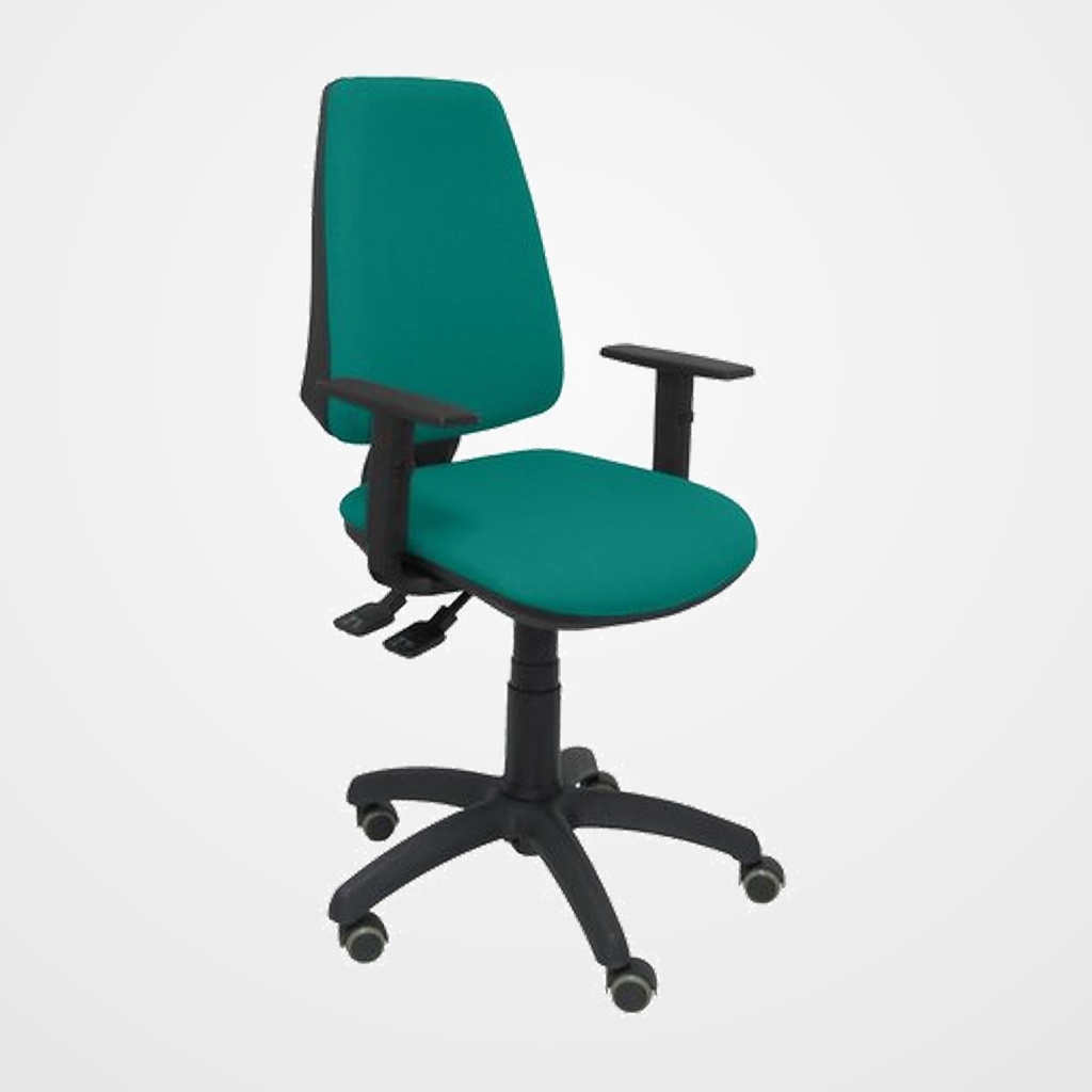 SILLA PIQUERAS Y CRESPO ELCHE S BRAZOS REGULABLES MECANISMO SINCRO de DOBLE MANETA GRAN CONFORTABILIDAD REGULABLE EN ALTURA RUEDAS de PARQUET ASIENTO Y RESPALDO TAPIZADO BALI VERDE TURQUESA