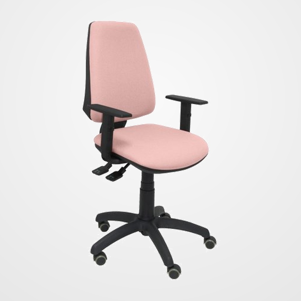SILLA PIQUERAS Y CRESPO ELCHE S BRAZOS REGULABLES MECANISMO SINCRO de DOBLE MANETA GRAN CONFORTABILIDAD REGULABLE EN ALTURA RUEDAS de PARQUET ASIENTO Y RESPALDO TAPIZADO ROSA PALIDO