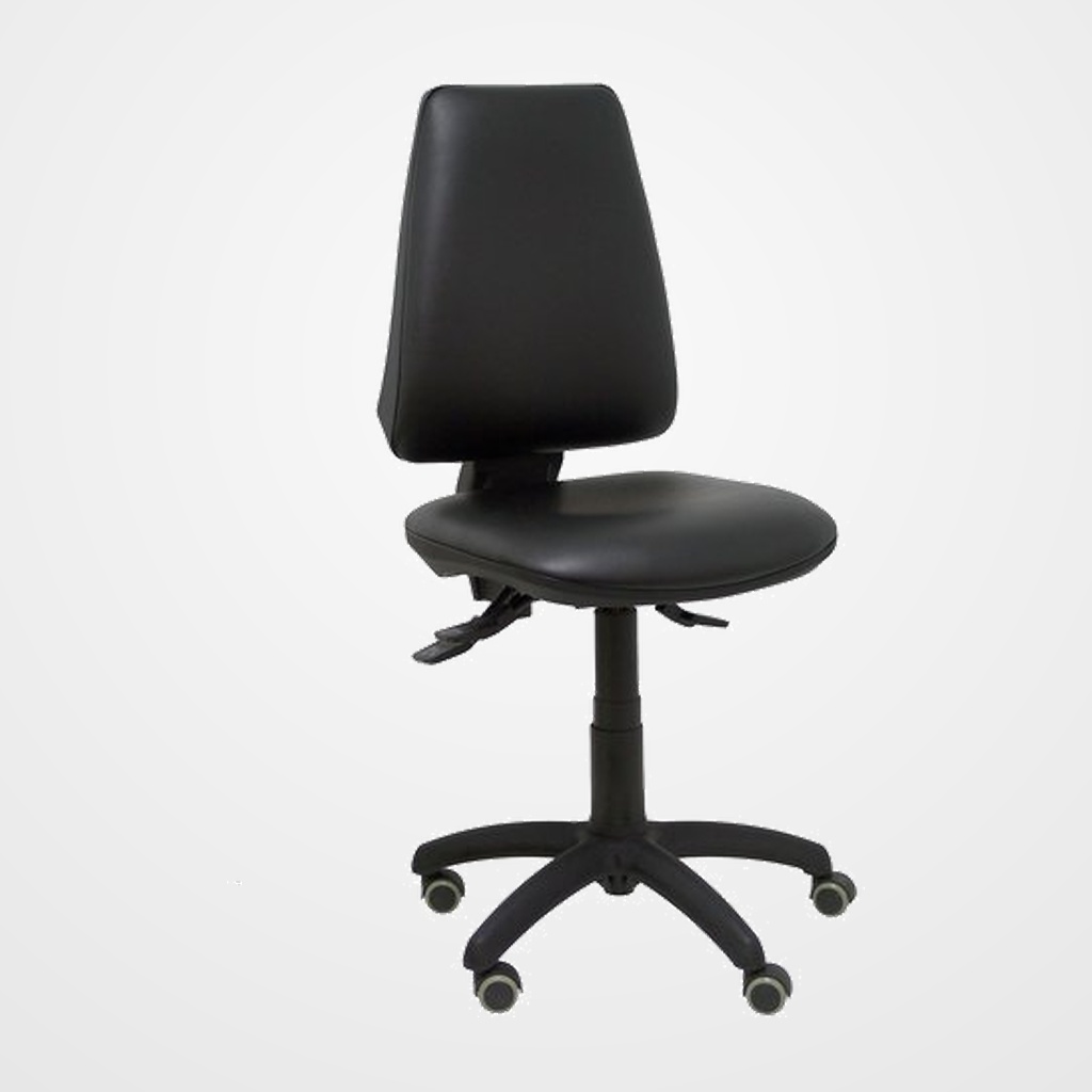 SILLA PIQUERAS Y CRESPO ELCHE S MECANISMO ASINCRO REGULABLE EN ALTURA RUEDAS PARQUET ASIENTO Y RESPALDO TAPIZADO SIMILPIEL NEGRO