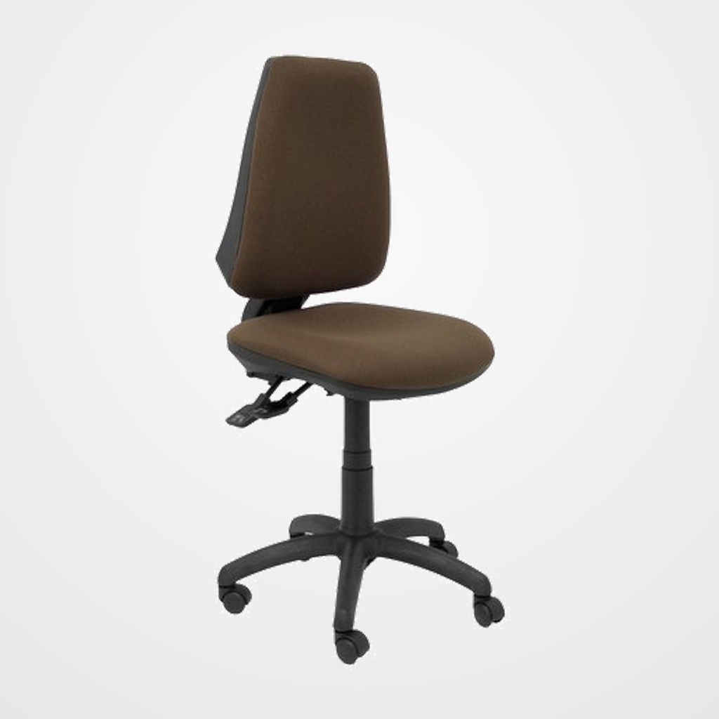 SILLA PIQUERAS Y CRESPO ELCHE S MECANISMO SINCRO de DOBLE MANETA GRAN CONFORTABILIDAD REGULABLE EN ALTURA RUEDAS de NYLON ASIENTO Y RESPALDO TAPIZADO BALI MARRON OSCURO