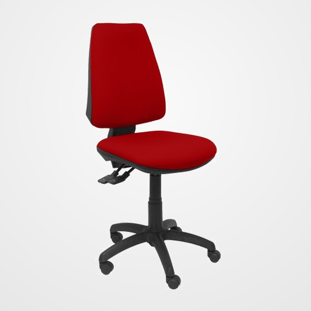 SILLA PIQUERAS Y CRESPO ELCHE S MECANISMO SINCRO de DOBLE MANETA GRAN CONFORTABILIDAD REGULABLE EN ALTURA RUEDAS de NYLON ASIENTO Y RESPALDO TAPIZADO BALI ROJO
