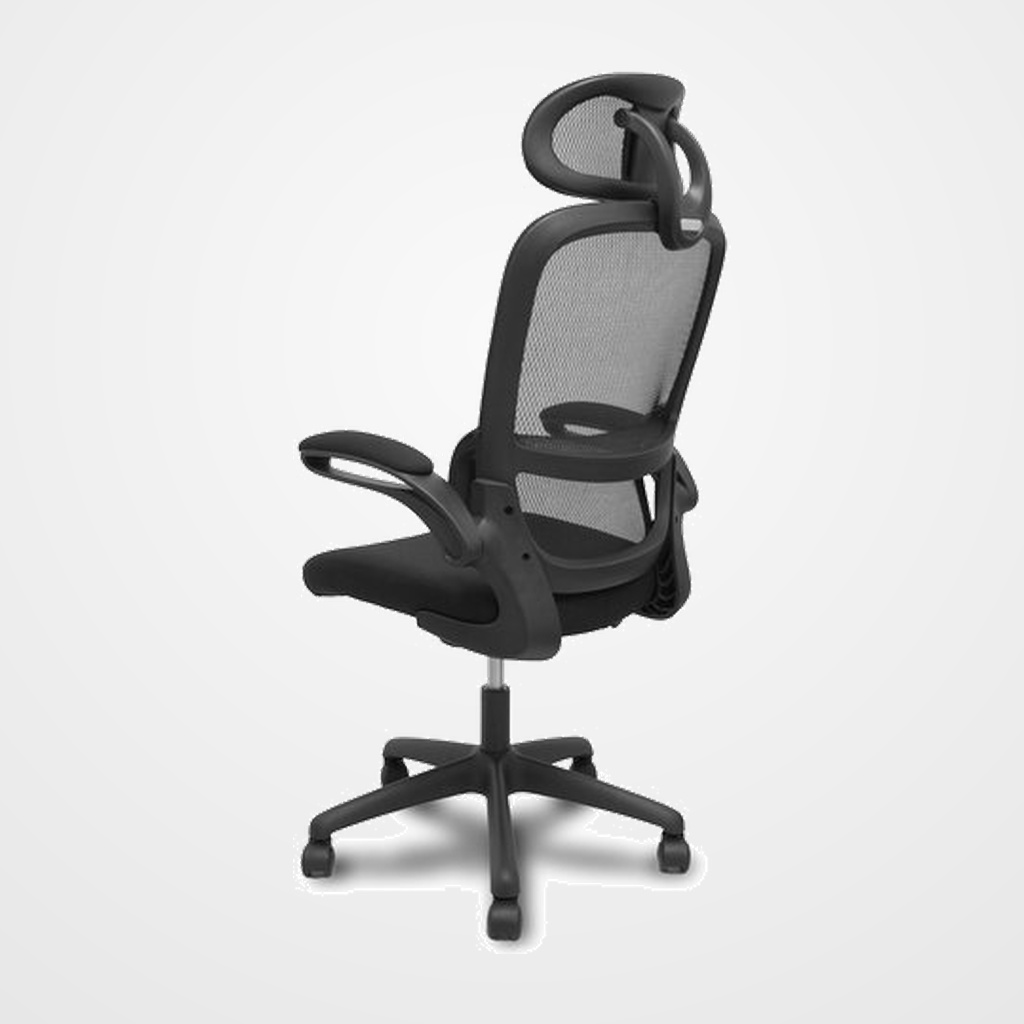 SILLA PIQUERAS Y CRESPO FOROL PRO525 BRAZOS ABATIBLES CABECERO MECANISMO BASCULANTE RESPALDO MALLA Y ASIENTO TAPIZADO EN TELA NEGRO