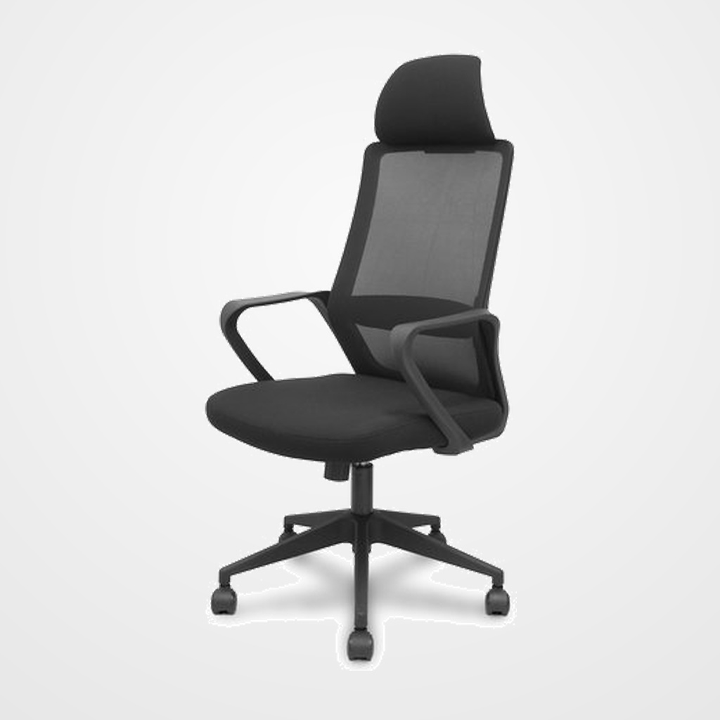 SILLA PIQUERAS Y CRESPO FOROL PRO534 BRAZOS FIJOS CABECERO FIJO MECANISMO BASCULANTE RESPALDO  MALLA Y ASIENTO TAPIZADO EN  TELA NEGRO