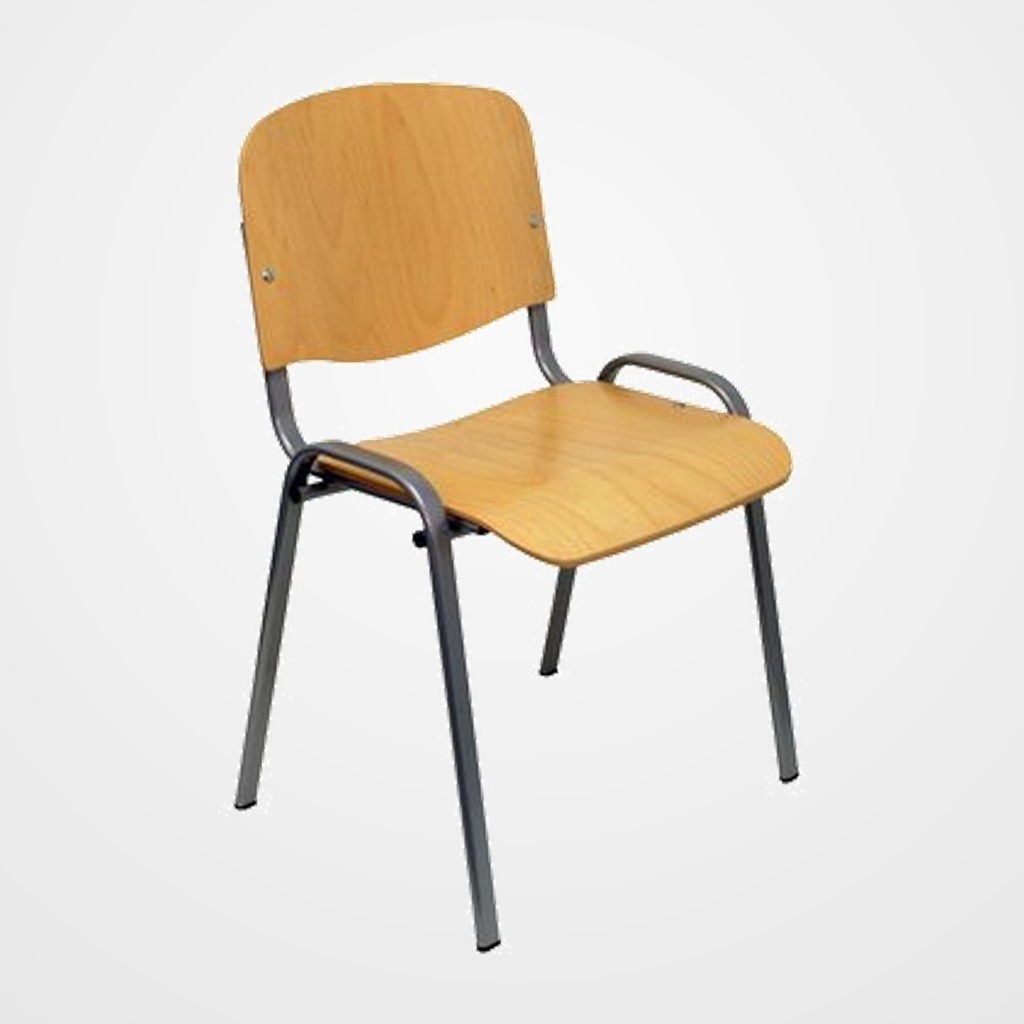[24401960] SILLA PIQUERAS Y CRESPO GOLOSALVO CONFIDENTE ERGONOMICA APILABLE ESTRUCTURA GRIS ASIENTO Y RESPALDO MADERA LACADA HAYA PACK de 4