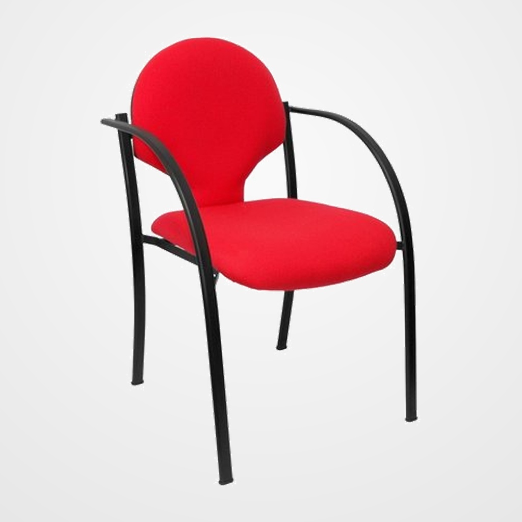 SILLA PIQUERAS Y CRESPO HELLIN CONFIDENTE ERGONOMICA CON BRAZOS FIJOS APILABLE ESTRUCTURA NEGRA ASIENTO Y RESPALDO TAPIZADOS ARAN ROJO PACK de 2