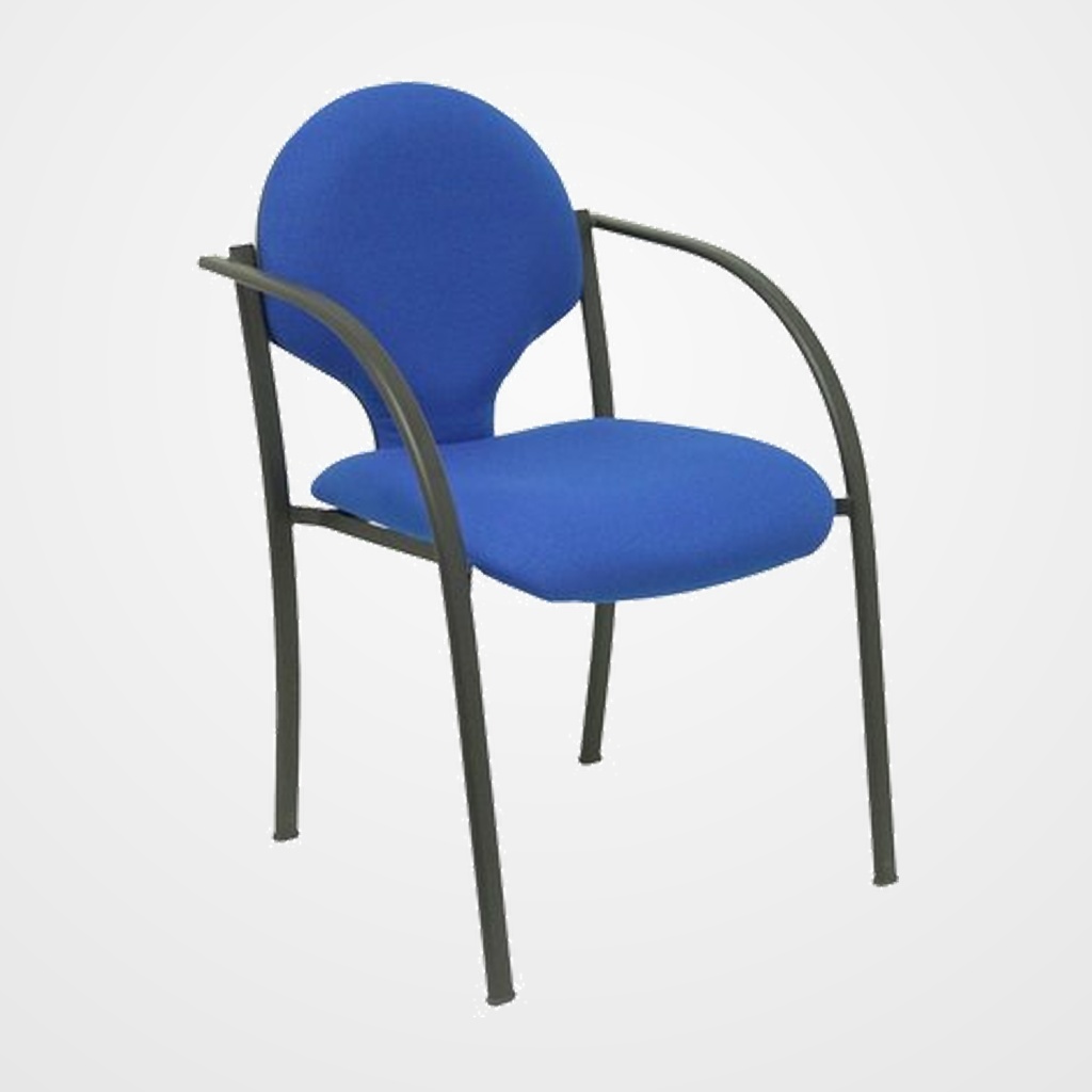 SILLA PIQUERAS Y CRESPO HELLIN CONFIDENTE ERGONOMICA CON BRAZOS FIJOS APILABLE ESTRUCTURA NEGRA ASIENTO Y RESPALDO TAPIZADOS BALI AZUL PACK de 2