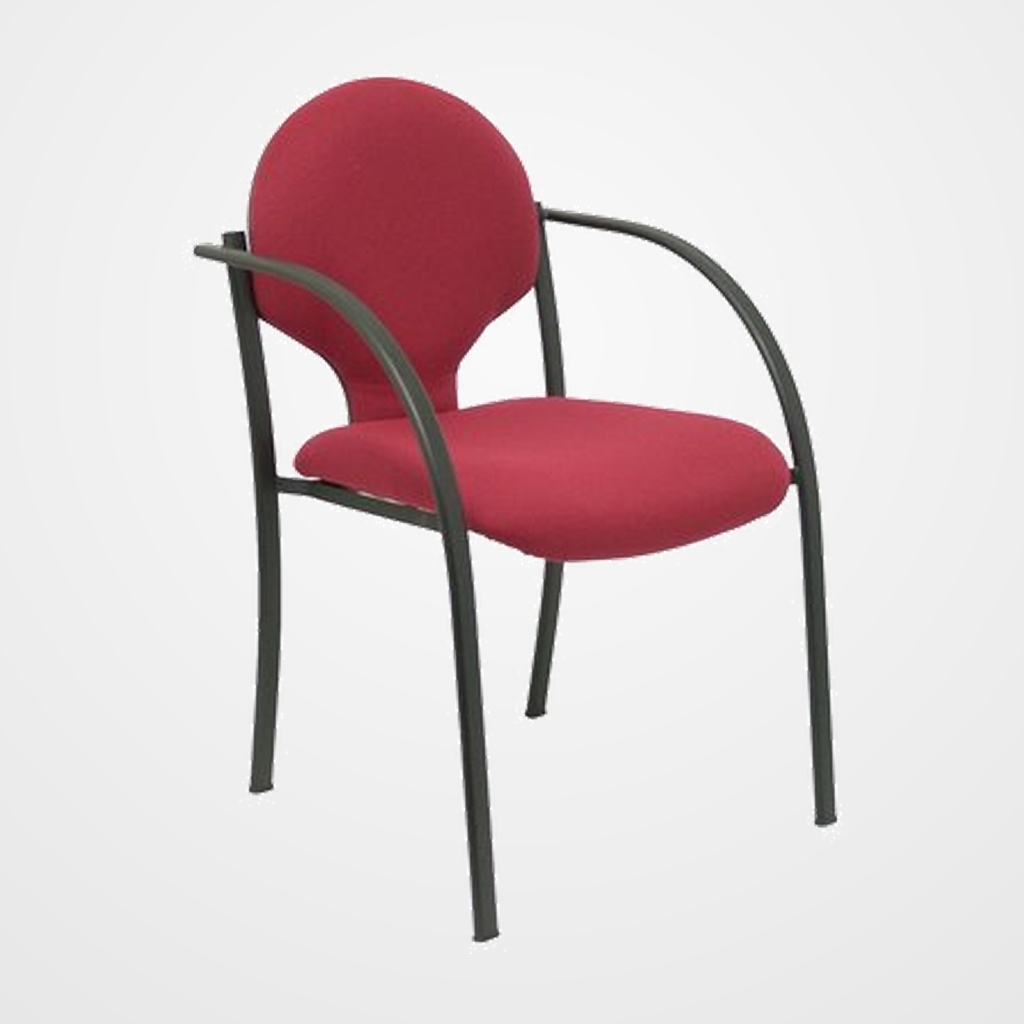 SILLA PIQUERAS Y CRESPO HELLIN CONFIDENTE ERGONOMICA CON BRAZOS FIJOS APILABLE ESTRUCTURA NEGRA ASIENTO Y RESPALDO TAPIZADOS BALI GRANATE PACK de 2