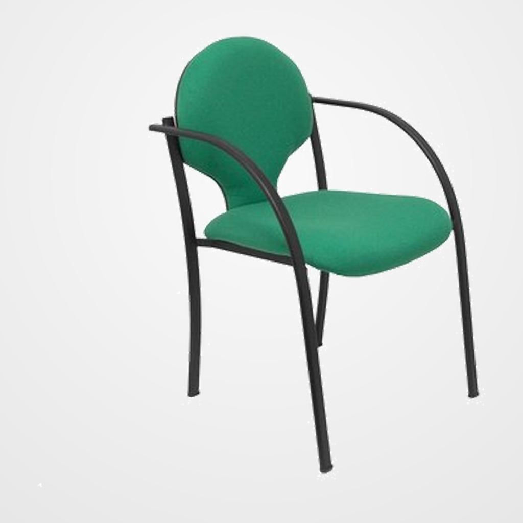 [24401942] SILLA PIQUERAS Y CRESPO HELLIN CONFIDENTE ERGONOMICA CON BRAZOS FIJOS APILABLE ESTRUCTURA NEGRA ASIENTO Y RESPALDO TAPIZADOS BALI VERDE PACK de 2