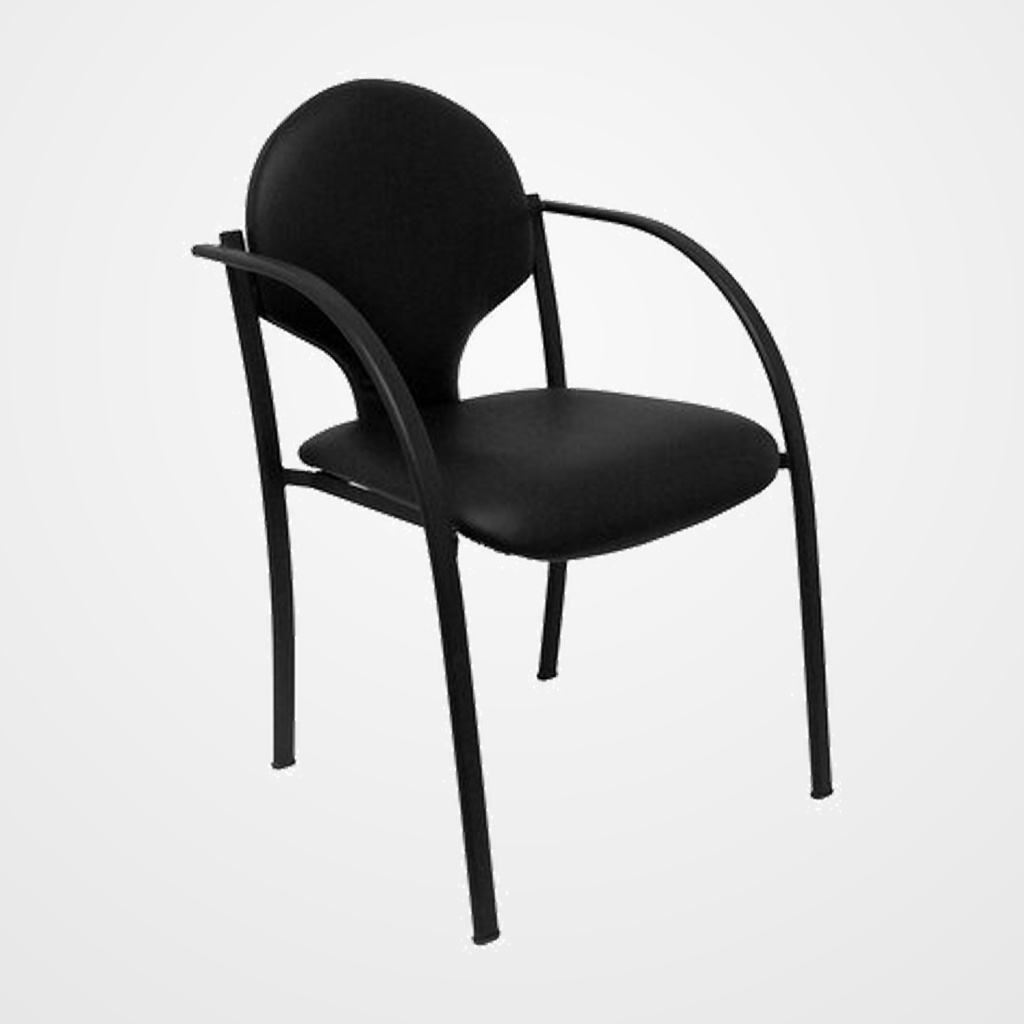 SILLA PIQUERAS Y CRESPO HELLIN CONFIDENTE ERGONOMICA CON BRAZOS FIJOS APILABLE ESTRUCTURA NEGRA ASIENTO Y RESPALDO TAPIZADOS PIEL NEGRO PACK de 2