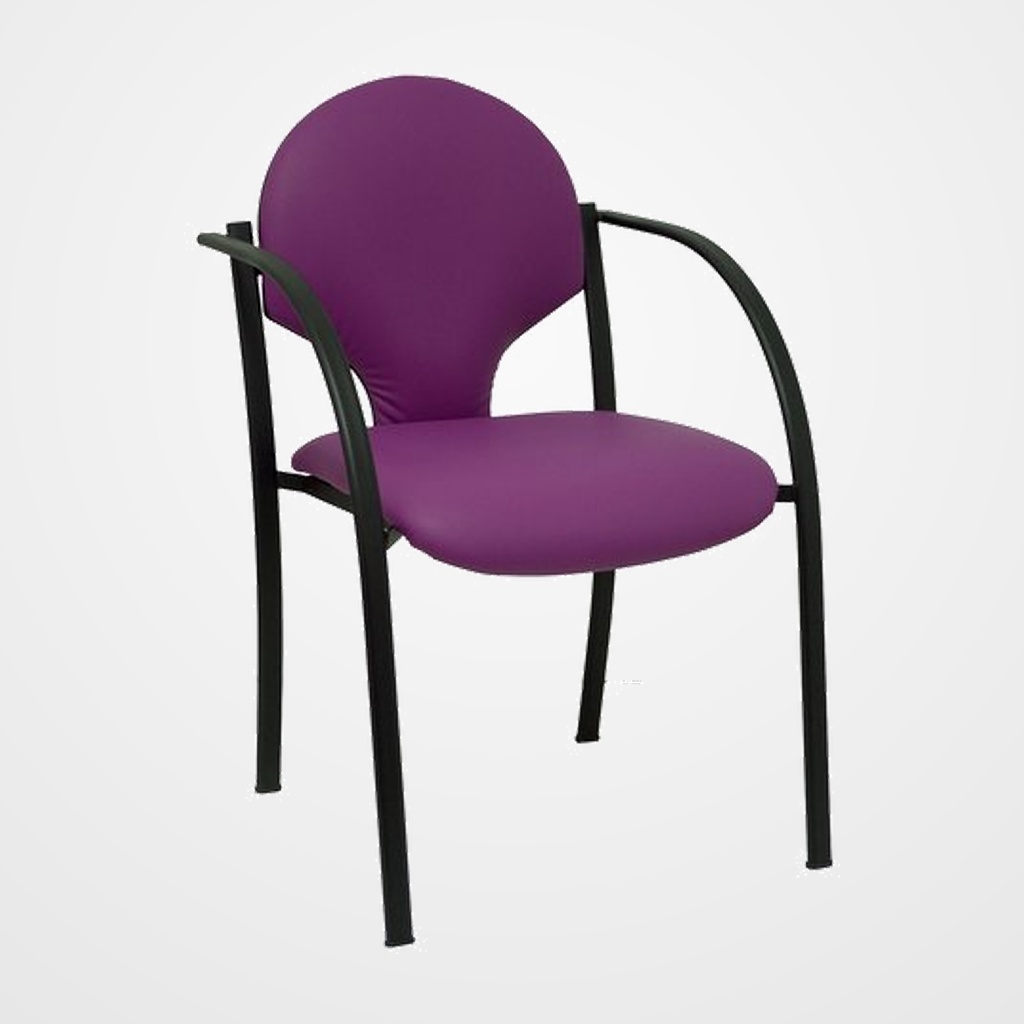 SILLA PIQUERAS Y CRESPO HELLIN CONFIDENTE ERGONOMICA CON BRAZOS FIJOS APILABLE ESTRUCTURA NEGRA ASIENTO Y RESPALDO TAPIZADOS SIMILPIEL MORADO PACK de 2