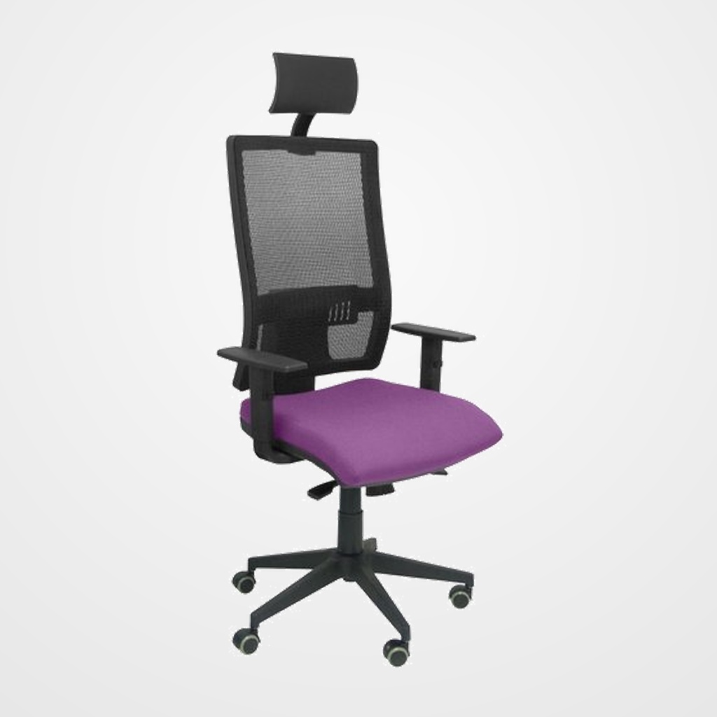 SILLA PIQUERAS Y CRESPO HORNA BRAZOS REGULABLES CABECERO INCLUIDO MECANISMO SINCRO APOYO LUMBAR RESPALDO MALLA TRANSPIRABLE Y ASIENTO TAPIZADO BALI LILA