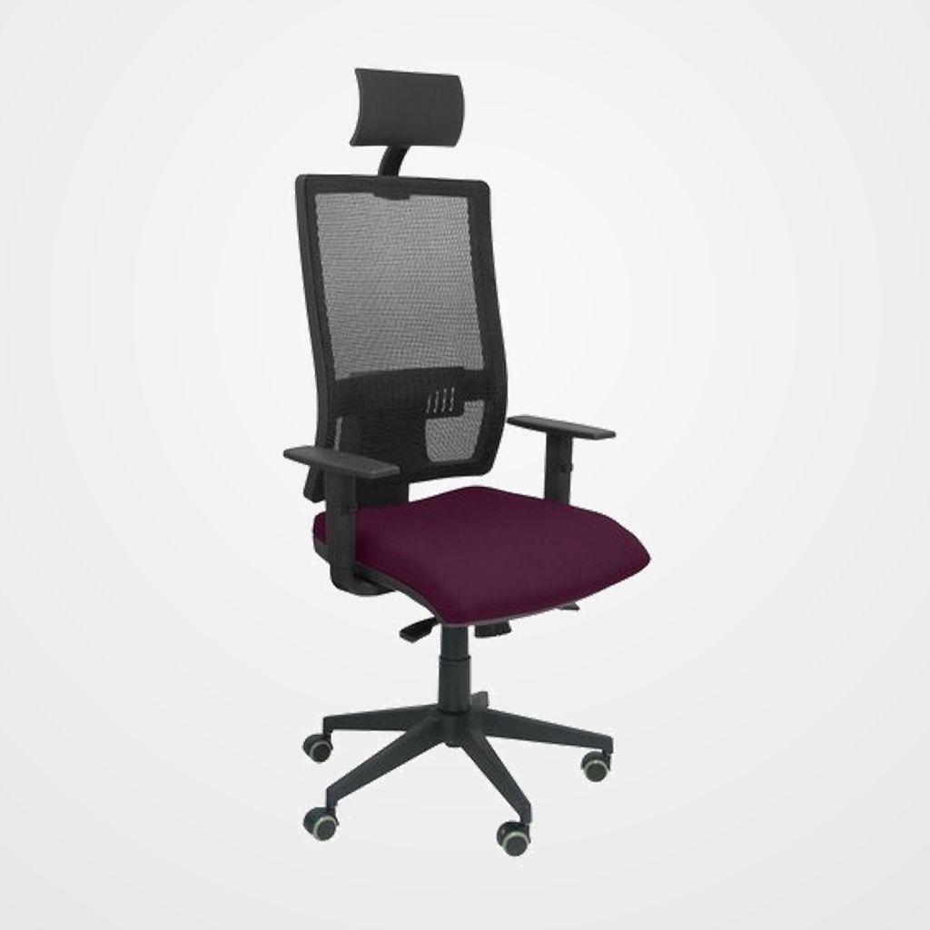 SILLA PIQUERAS Y CRESPO HORNA BRAZOS REGULABLES CABECERO INCLUIDO MECANISMO SINCRO APOYO LUMBAR RESPALDO MALLA TRANSPIRABLE Y ASIENTO TAPIZADO BALI MORADO