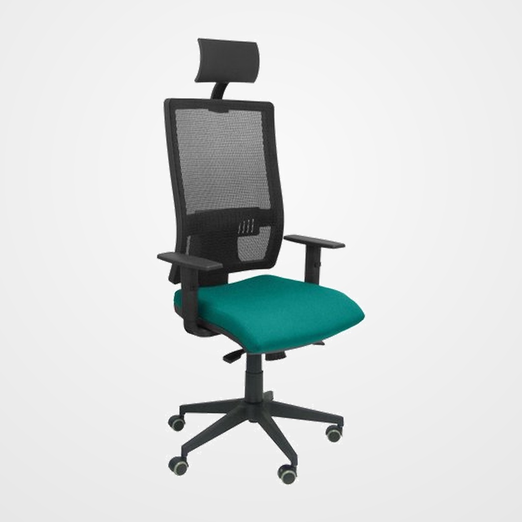 SILLA PIQUERAS Y CRESPO HORNA BRAZOS REGULABLES CABECERO INCLUIDO MECANISMO SINCRO APOYO LUMBAR RESPALDO MALLA TRANSPIRABLE Y ASIENTO TAPIZADO BALI VERDE TURQUESA
