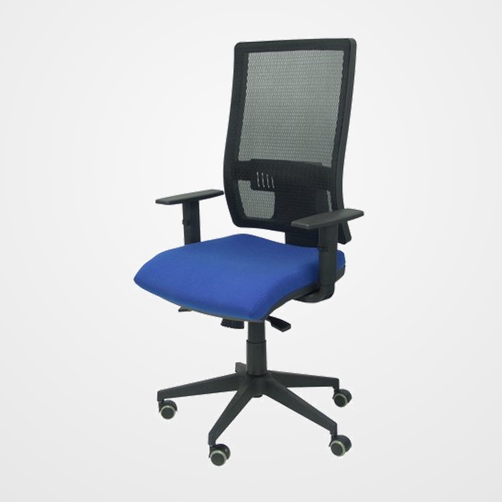 SILLA PIQUERAS Y CRESPO HORNA BRAZOS REGULABLES MECANISMO SINCRO APOYO LUMBAR RESPALDO MALLA TRANSPIRABLE Y ASIENTO TAPIZADO BALI AZUL