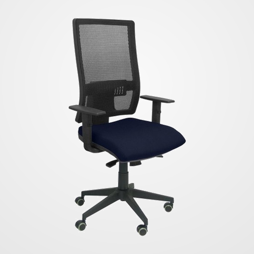 SILLA PIQUERAS Y CRESPO HORNA BRAZOS REGULABLES MECANISMO SINCRO APOYO LUMBAR RESPALDO MALLA TRANSPIRABLE Y ASIENTO TAPIZADO BALI AZULMARINO