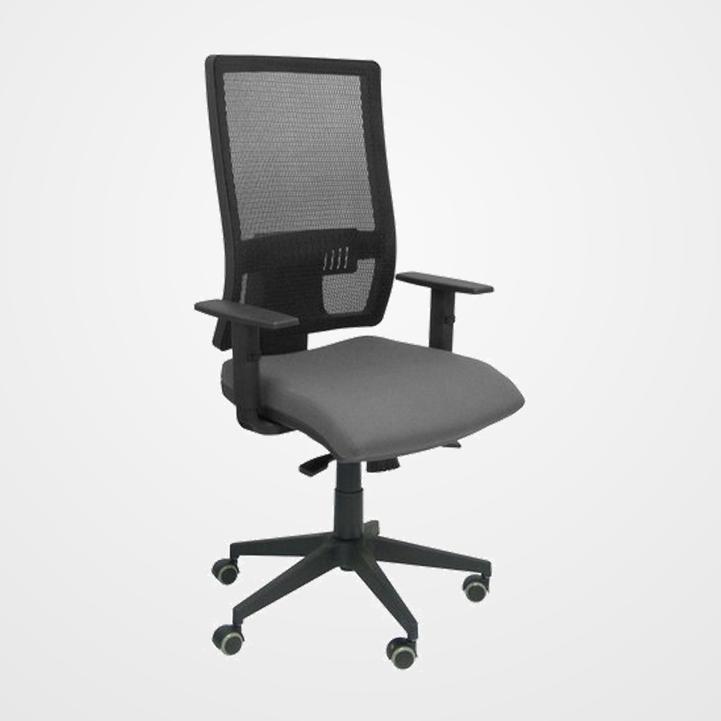 SILLA PIQUERAS Y CRESPO HORNA BRAZOS REGULABLES MECANISMO SINCRO APOYO LUMBAR RESPALDO MALLA TRANSPIRABLE Y ASIENTO TAPIZADO BALI GRIS CLARO