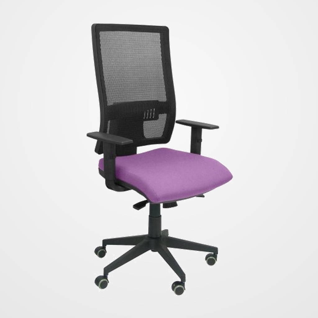SILLA PIQUERAS Y CRESPO HORNA BRAZOS REGULABLES MECANISMO SINCRO APOYO LUMBAR RESPALDO MALLA TRANSPIRABLE Y ASIENTO TAPIZADO BALI LILA