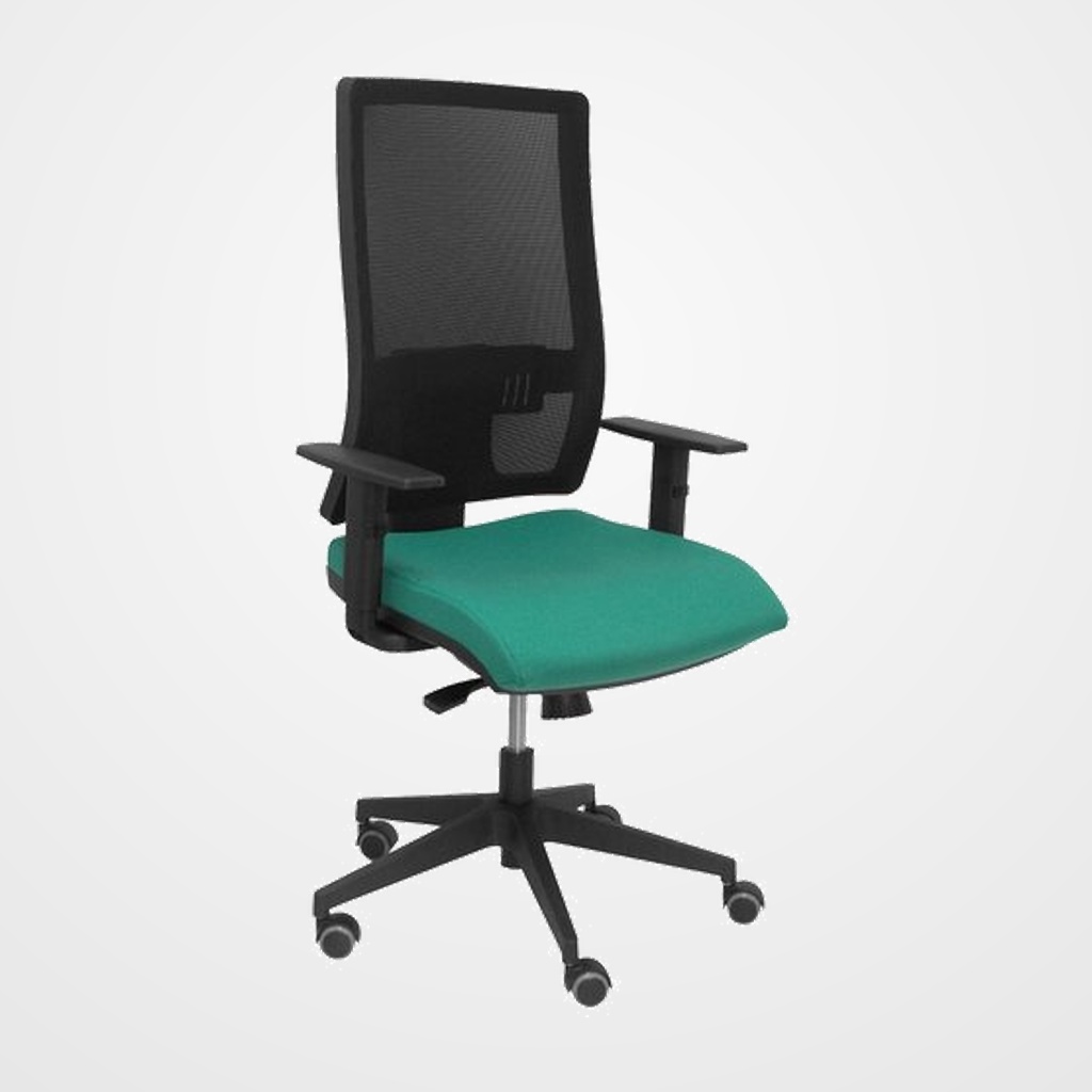 SILLA PIQUERAS Y CRESPO HORNA BRAZOS REGULABLES MECANISMO SINCRO APOYO LUMBAR RESPALDO MALLA TRANSPIRABLE Y ASIENTO TAPIZADO BALI VERDE