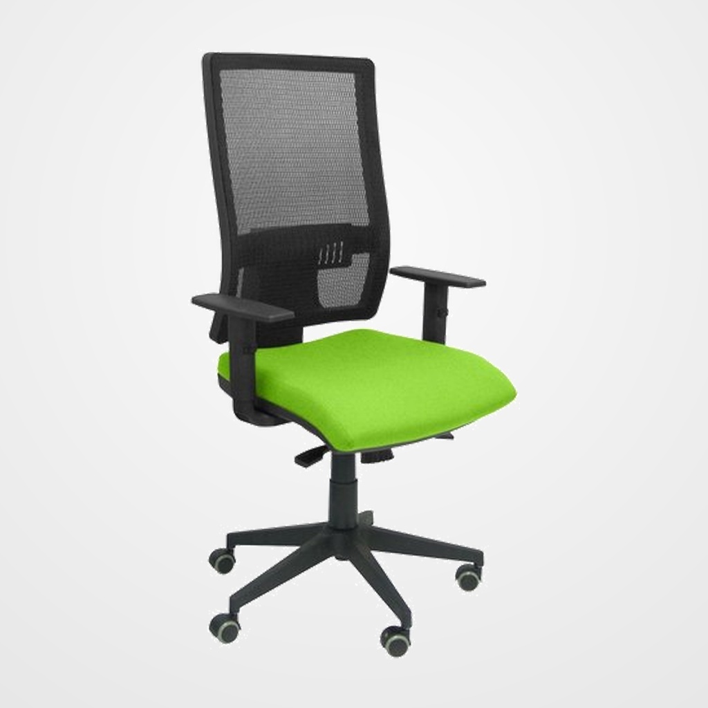 SILLA PIQUERAS Y CRESPO HORNA BRAZOS REGULABLES MECANISMO SINCRO APOYO LUMBAR RESPALDO MALLA TRANSPIRABLE Y ASIENTO TAPIZADO BALI VERDE