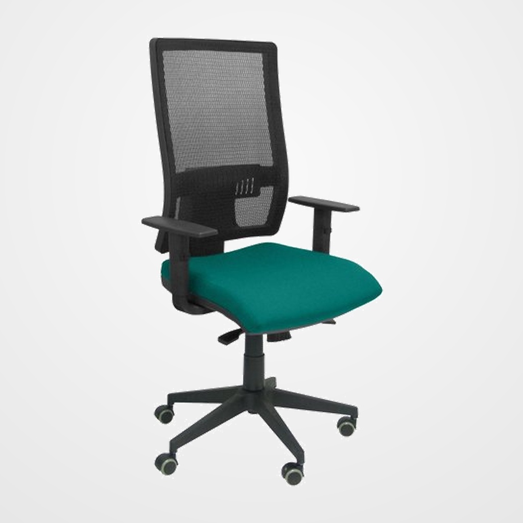SILLA PIQUERAS Y CRESPO HORNA BRAZOS REGULABLES MECANISMO SINCRO APOYO LUMBAR RESPALDO MALLA TRANSPIRABLE Y ASIENTO TAPIZADO BALI VERDE TURQUESA