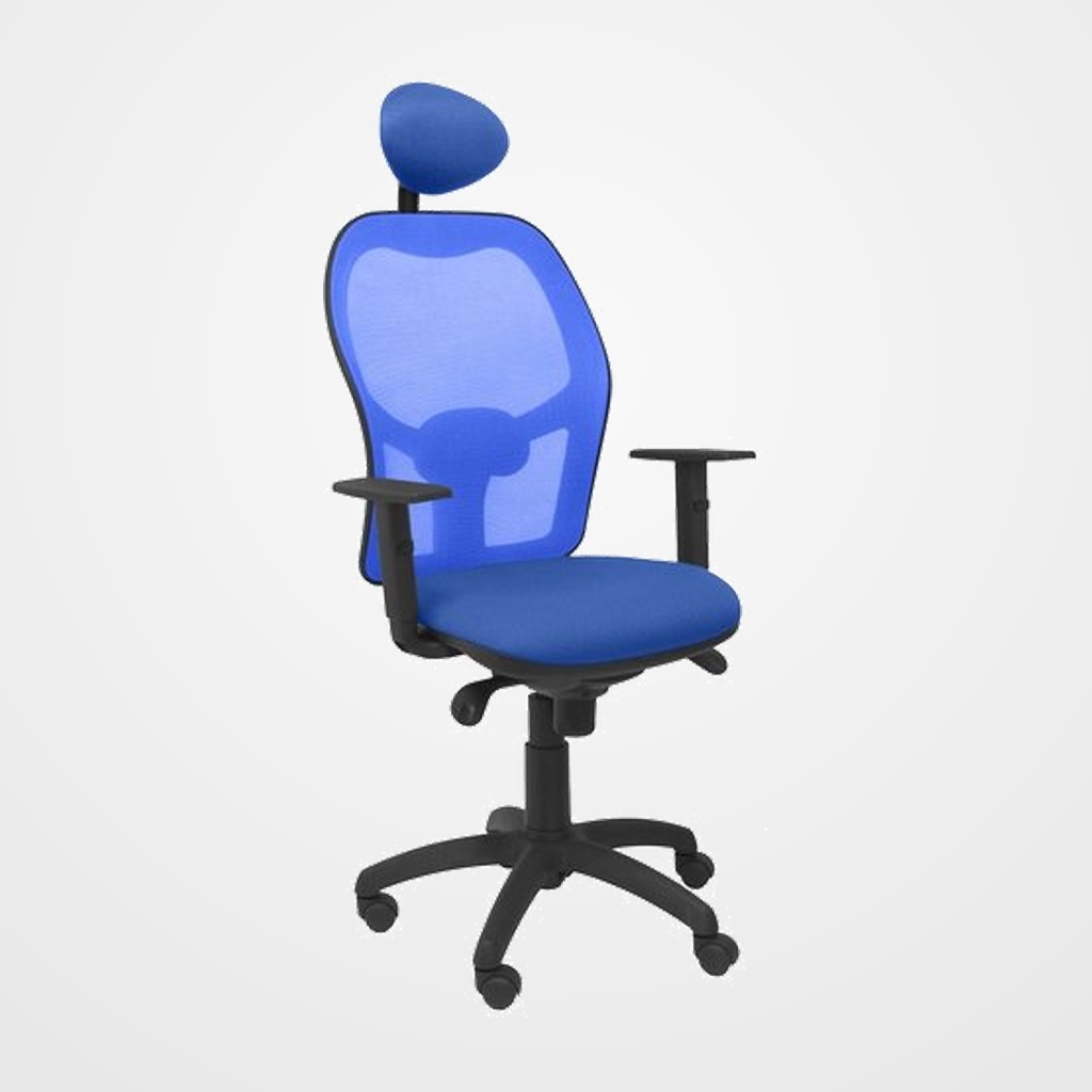 SILLA PIQUERAS Y CRESPO JORQUERA BRAZOS REGULABLES CABECERO FIJO MECANISMO SINCRO CON REGULADOR DE TENSION RESPALDO DE MALLA AZUL Y ASIENTO TAPIZADO BALI AZUL