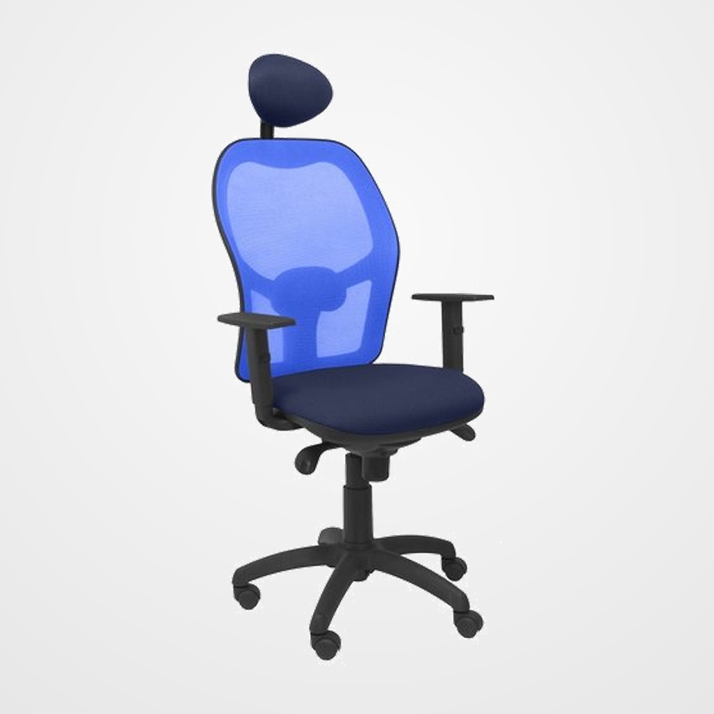 SILLA PIQUERAS Y CRESPO JORQUERA BRAZOS REGULABLES CABECERO FIJO MECANISMO SINCRO CON REGULADOR DE TENSION RESPALDO DE MALLA AZUL Y ASIENTO TAPIZADO BALI AZUL MARINO