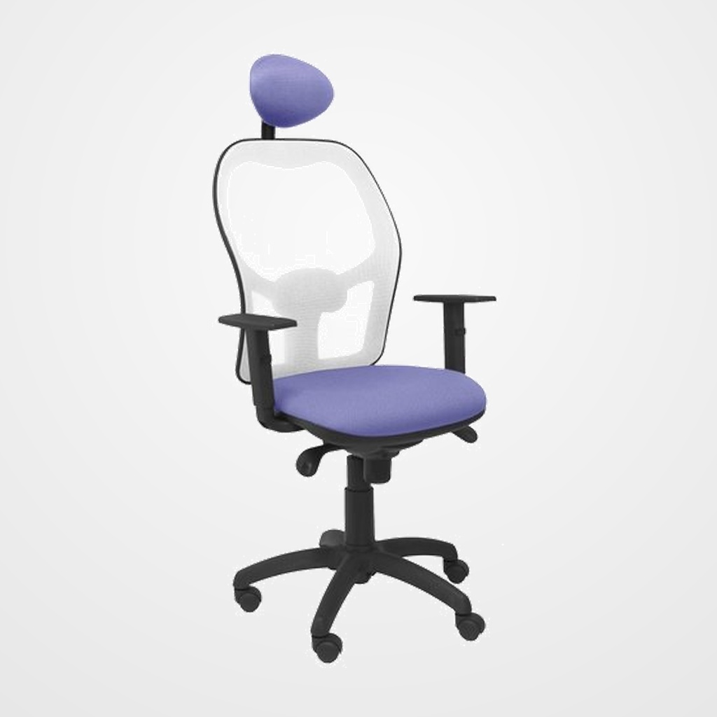 SILLA PIQUERAS Y CRESPO JORQUERA BRAZOS REGULABLES CABECERO FIJO MECANISMO SINCRO CON REGULADOR DE TENSION RESPALDO DE MALLA BLANCA Y ASIENTO TAPIZADO BALI AZUL CLARO