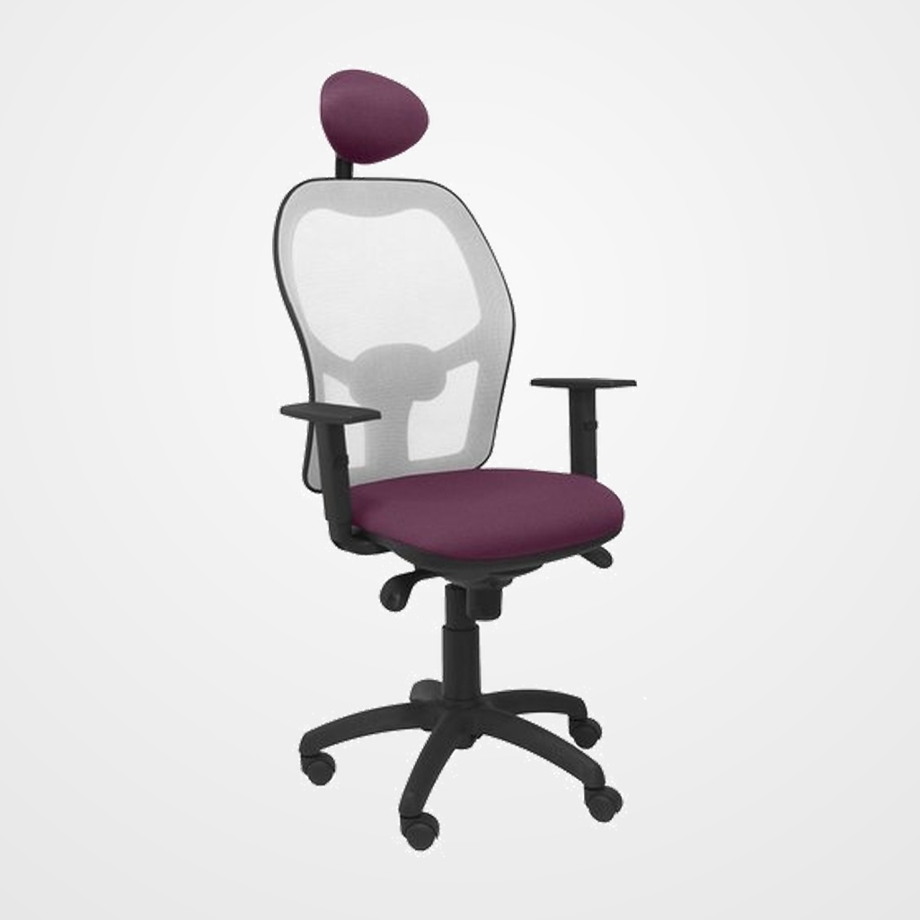 SILLA PIQUERAS Y CRESPO JORQUERA BRAZOS REGULABLES CABECERO FIJO MECANISMO SINCRO CON REGULADOR DE TENSION RESPALDO DE MALLA GRIS Y ASIENTO TAPIZADO BALI MORADO