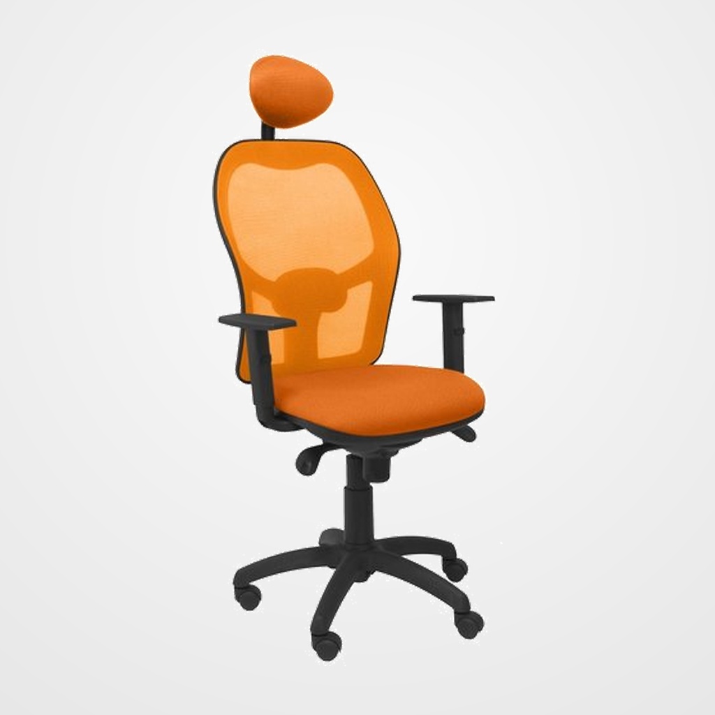 SILLA PIQUERAS Y CRESPO JORQUERA BRAZOS REGULABLES CABECERO FIJO MECANISMO SINCRO CON REGULADOR DE TENSION RESPALDO DE MALLA NARANJA Y ASIENTO TAPIZADO BALI NARANJA