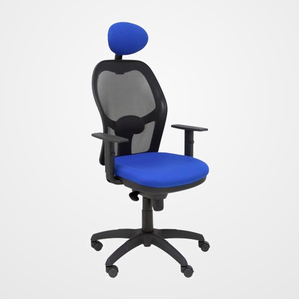 SILLA PIQUERAS Y CRESPO JORQUERA BRAZOS REGULABLES CABECERO FIJO MECANISMO SINCRO CON REGULADOR DE TENSION RESPALDO DE MALLA NEGRA Y ASIENTO TAPIZADO BALI AZUL