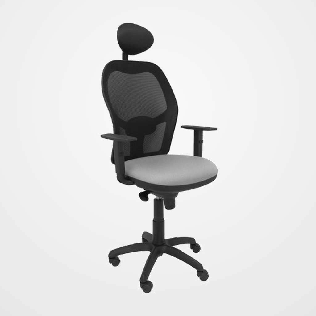 SILLA PIQUERAS Y CRESPO JORQUERA BRAZOS REGULABLES CABECERO FIJO MECANISMO SINCRO CON REGULADOR DE TENSION RESPALDO DE MALLA NEGRA Y ASIENTO TAPIZADO BALI GRIS CLARO
