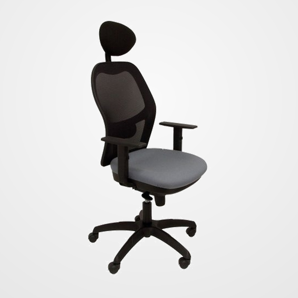 SILLA PIQUERAS Y CRESPO JORQUERA BRAZOS REGULABLES CABECERO FIJO MECANISMO SINCRO CON REGULADOR DE TENSION RESPALDO DE MALLA NEGRA Y ASIENTO TAPIZADO BALI GRIS MEDIO