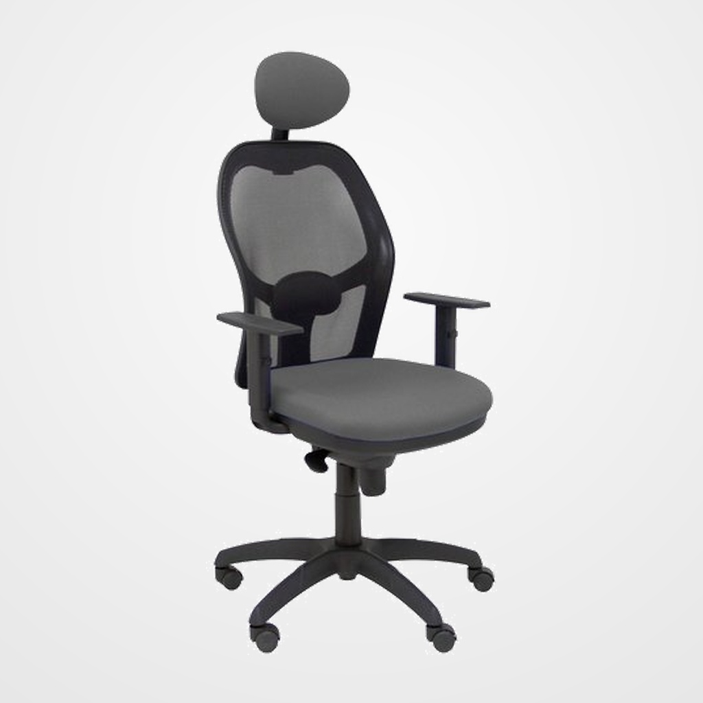 SILLA PIQUERAS Y CRESPO JORQUERA BRAZOS REGULABLES CABECERO FIJO MECANISMO SINCRO CON REGULADOR DE TENSION RESPALDO DE MALLA NEGRA Y ASIENTO TAPIZADO BALI GRIS OSCURO