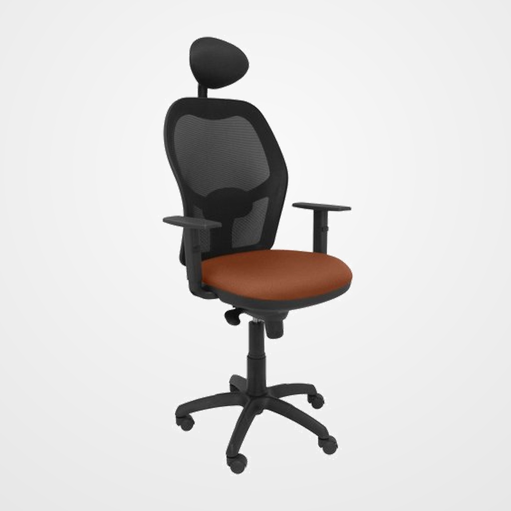 SILLA PIQUERAS Y CRESPO JORQUERA BRAZOS REGULABLES CABECERO FIJO MECANISMO SINCRO CON REGULADOR DE TENSION RESPALDO DE MALLA NEGRA Y ASIENTO TAPIZADO BALI MARRON