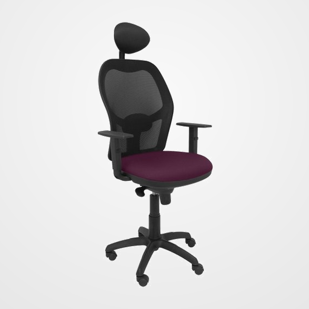 SILLA PIQUERAS Y CRESPO JORQUERA BRAZOS REGULABLES CABECERO FIJO MECANISMO SINCRO CON REGULADOR DE TENSION RESPALDO DE MALLA NEGRA Y ASIENTO TAPIZADO BALI MORADO