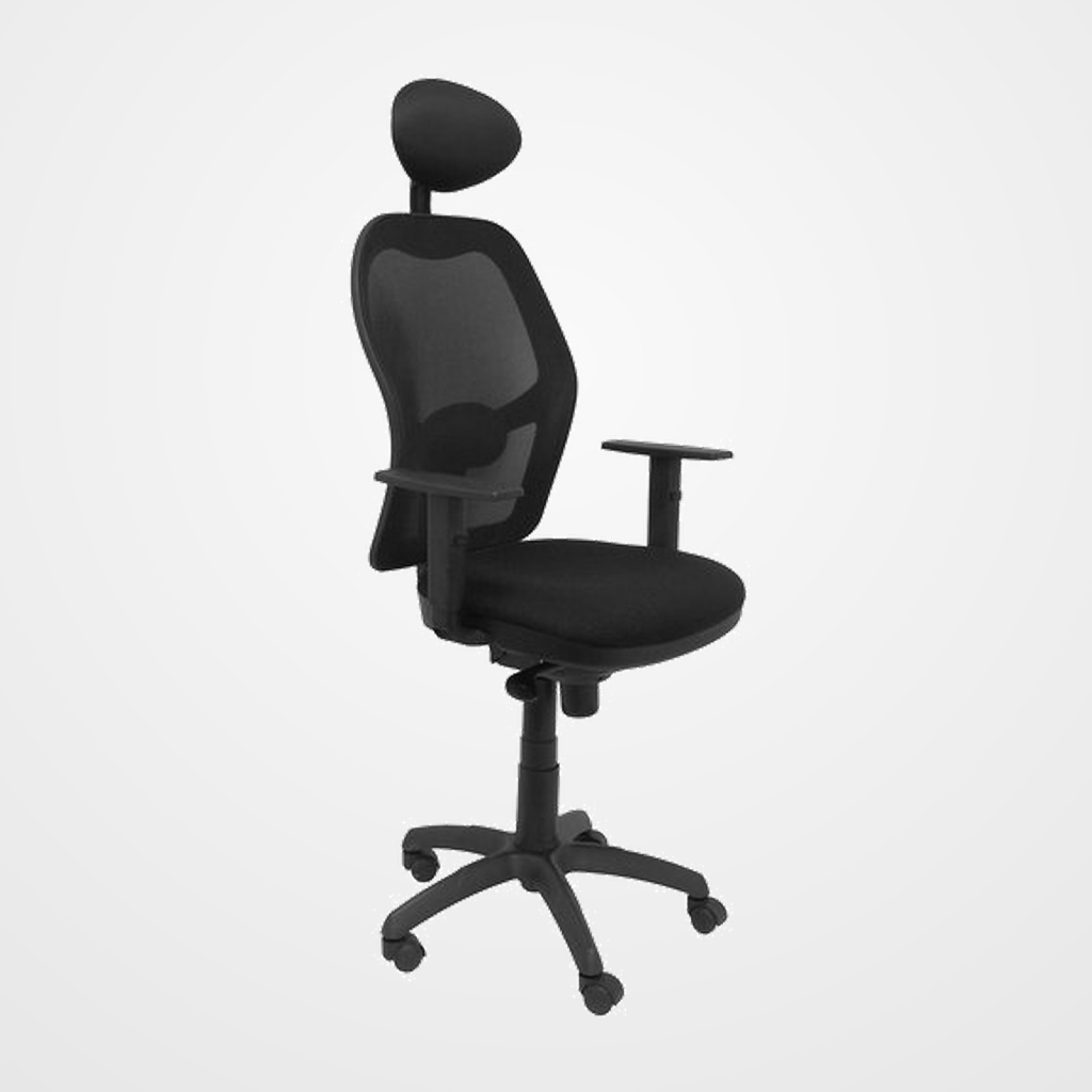 SILLA PIQUERAS Y CRESPO JORQUERA BRAZOS REGULABLES CABECERO FIJO MECANISMO SINCRO CON REGULADOR DE TENSION RESPALDO DE MALLA NEGRA Y ASIENTO TAPIZADO BALI NEGRO
