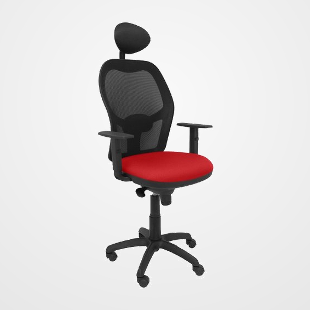 SILLA PIQUERAS Y CRESPO JORQUERA BRAZOS REGULABLES CABECERO FIJO MECANISMO SINCRO CON REGULADOR DE TENSION RESPALDO DE MALLA NEGRA Y ASIENTO TAPIZADO BALI ROJO