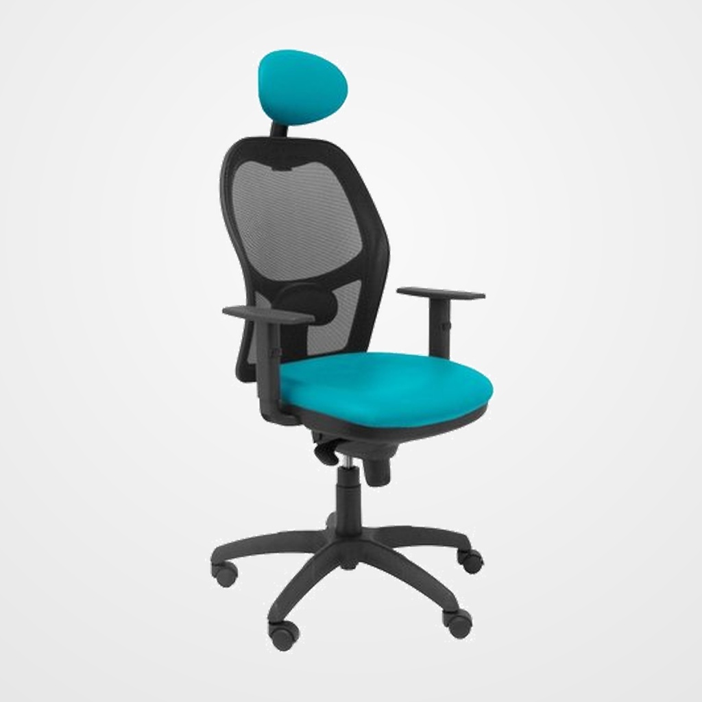 SILLA PIQUERAS Y CRESPO JORQUERA BRAZOS REGULABLES CABECERO FIJO MECANISMO SINCRO CON REGULADOR DE TENSION RESPALDO DE MALLA NEGRA Y ASIENTO TAPIZADO SIMILPIEL VERDE