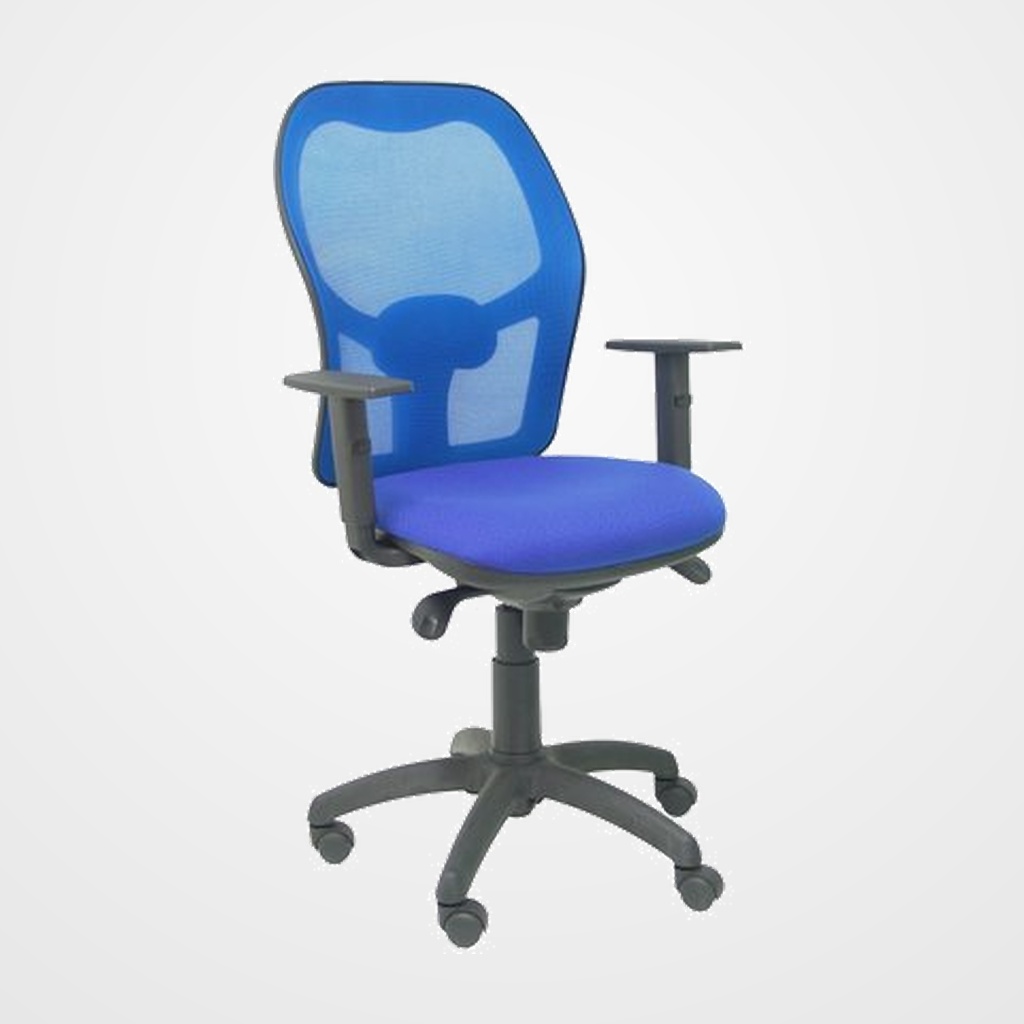 SILLA PIQUERAS Y CRESPO JORQUERA BRAZOS REGULABLES MECANISMO SINCRO CON REGULADOR DE TENSION RESPALDO DE MALLA AZUL Y ASIENTO TAPIZADO BALI AZUL