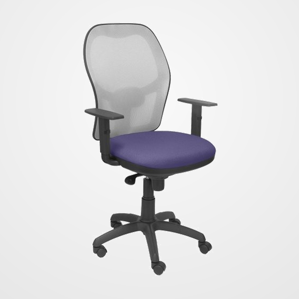 SILLA PIQUERAS Y CRESPO JORQUERA BRAZOS REGULABLES MECANISMO SINCRO CON REGULADOR DE TENSION RESPALDO DE MALLA GRIS Y ASIENTO TAPIZADO BALI AZUL CLARO