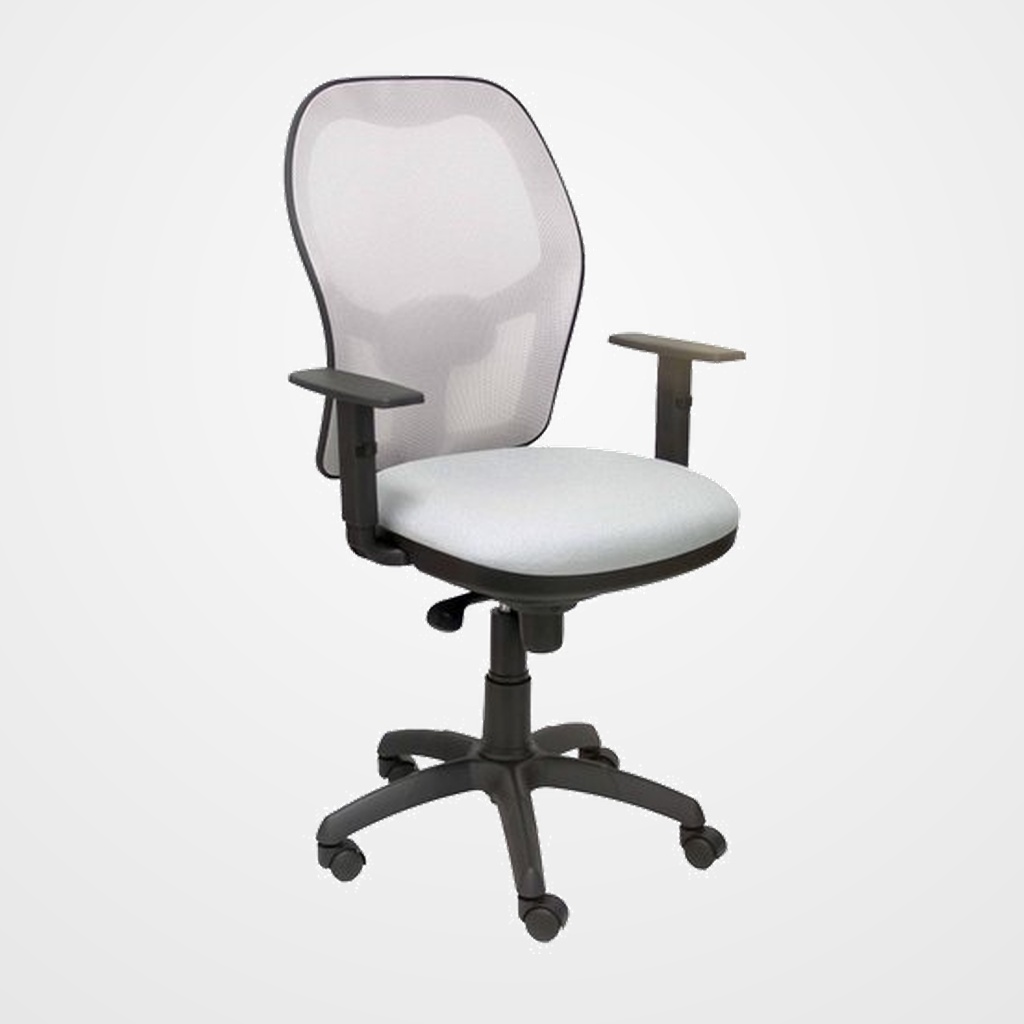 SILLA PIQUERAS Y CRESPO JORQUERA BRAZOS REGULABLES MECANISMO SINCRO CON REGULADOR DE TENSION RESPALDO DE MALLA GRIS Y ASIENTO TAPIZADO BALI GRIS